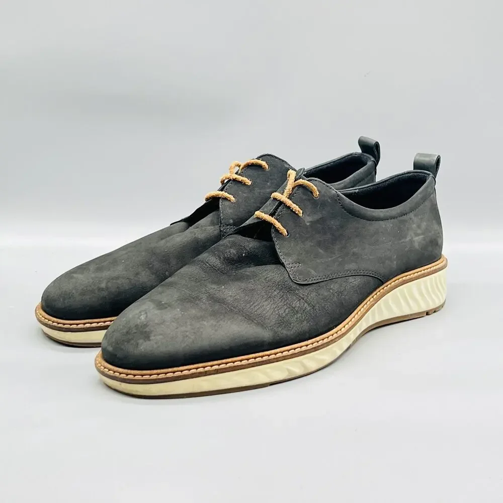 ECCO Shoes Mens 13 Black Nubuck ST.1 Plain Toe Casual Sneakers Comfort Walking